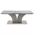 Pemberly Row Modern Faux Marble/Stainless Steel Coffee Table in Gray