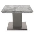 Pemberly Row Modern Faux Marble/Stainless Steel Coffee Table in Gray