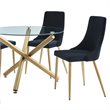 Pemberly Row Velvet and Metal Dining Chair Set of 2 Black and Aged Gold