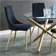 Pemberly Row Velvet and Metal Dining Chair Set of 2 Black and Aged Gold