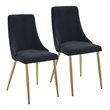 Pemberly Row Velvet and Metal Dining Chair Set of 2 Black and Aged Gold