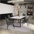 Pemberly Row Faux Leather and Metal Dining Chair Set of 2 Vintage Gray and Black