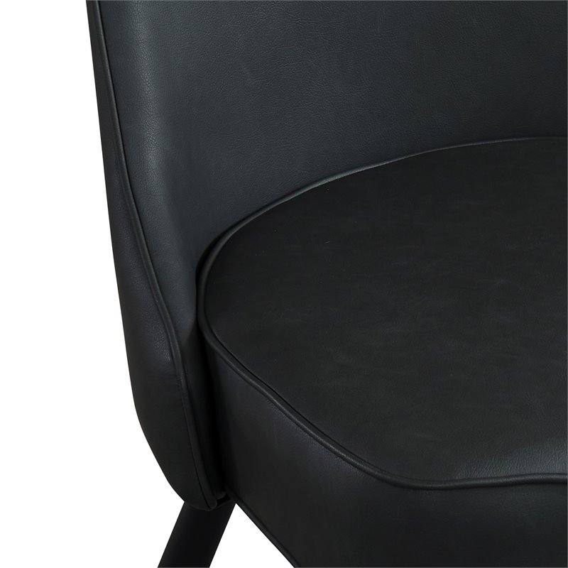 Pemberly Row Faux Leather and Metal Dining Chair Set of 2 Vintage Gray and Black