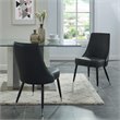 Pemberly Row Faux Leather and Metal Dining Chair Set of 2 Vintage Gray and Black
