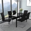 Pemberly Row Faux Leather and Metal Dining Chair Set of 2 Black and Chrome