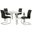 Pemberly Row Faux Leather and Metal Dining Chair Set of 2 Black and Chrome
