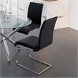 Pemberly Row Faux Leather and Metal Dining Chair Set of 2 Black and Chrome