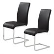 Pemberly Row Faux Leather and Metal Dining Chair Set of 2 Black and Chrome