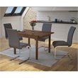 Pemberly Row Faux Leather and Metal Dining Chair Set of 2 Gray and Chrome