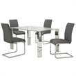 Pemberly Row Faux Leather and Metal Dining Chair Set of 2 Gray and Chrome