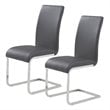 Pemberly Row Faux Leather and Metal Dining Chair Set of 2 Gray and Chrome