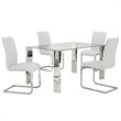 Pemberly Row Faux Leather and Metal Dining Chair Set of 2 White and Chrome