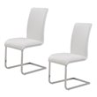 Pemberly Row Faux Leather and Metal Dining Chair Set of 2 White and Chrome