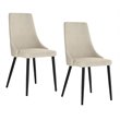 Pemberly Row Mid-Century Fabric and Metal Dining Chair Set of 2 Beigeand Black