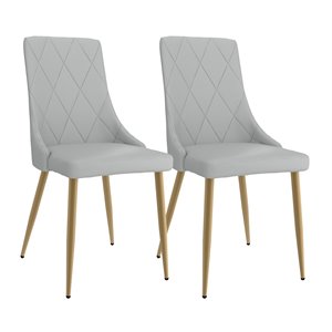 Pemberly Row 20&quot Faux Leather Upholstered Side Chair in Light Gray (Set of 2)