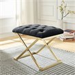 Pemberly Row Contemporary Velvet and Stainless Steel Bench Black and Gold