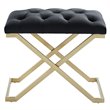 Pemberly Row Contemporary Velvet and Stainless Steel Bench Black and Gold