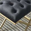 Pemberly Row Contemporary Velvet and Stainless Steel Bench Black and Gold