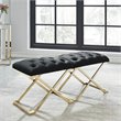 Pemberly Row Contemporary Velvet and Stainless Steel Bench Black and Gold