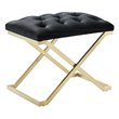 Pemberly Row Contemporary Velvet and Stainless Steel Bench Black and Gold