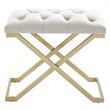 Pemberly Row Contemporary Velvet and Stainless Steel Bench Ivory and Gold