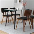 Pemberly Row Mid-Century Faux Leather and Wood Dining Chair Black and Walnut
