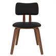 Pemberly Row Mid-Century Faux Leather and Wood Dining Chair Black and Walnut
