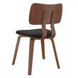 Pemberly Row Mid-Century Faux Leather and Wood Dining Chair Black and Walnut