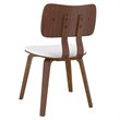 Pemberly Row Mid-Century Faux Leather and Wood Dining Chair White and Walnut
