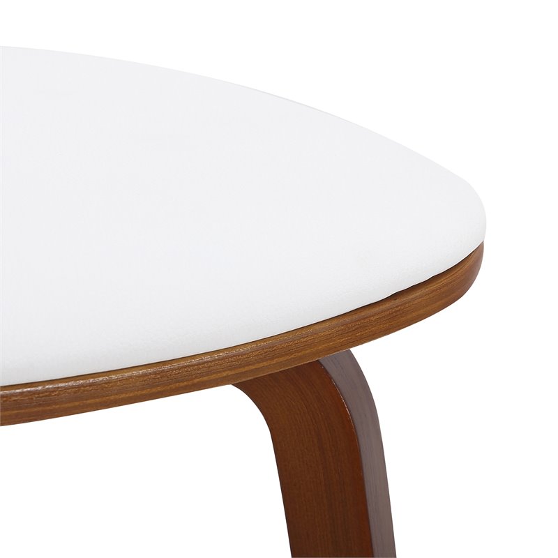 Pemberly Row Mid-Century Faux Leather and Wood Dining Chair White and Walnut