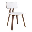 Pemberly Row Mid-Century Faux Leather and Wood Dining Chair White and Walnut