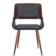Pemberly Row Faux Leather Metal and Wood Dining Chair Black and Walnut