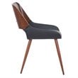 Pemberly Row Faux Leather Metal and Wood Dining Chair Black and Walnut
