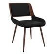 Pemberly Row Faux Leather Metal and Wood Dining Chair Black and Walnut