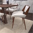 Pemberly Row Faux Leather Metal and Wood Dining Chair White and Walnut