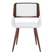 Pemberly Row Faux Leather Metal and Wood Dining Chair White and Walnut