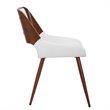 Pemberly Row Faux Leather Metal and Wood Dining Chair White and Walnut