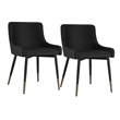 Pemberly Row Modern Faux Leather and Metal Dining Chair Set of 2 Black