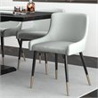 Pemberly Row Modern Faux Leather and Metal Dining Chair Set of 2 Gray and Black