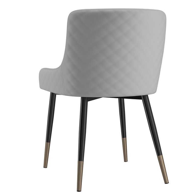 Pemberly Row Modern Faux Leather and Metal Dining Chair Set of 2 Gray and Black