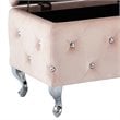 Pemberly Row Velvet and Metal Square Storage Ottoman Blush Pink and Chrome
