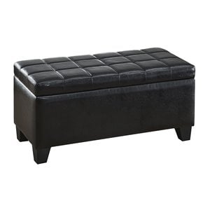 Pemberly Row Modern Faux Leather Rectangular Storage Ottoman Bench Black