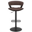Pemberly Row Wood and Faux Leather Adjustable Air Lift Stool Brown and Black