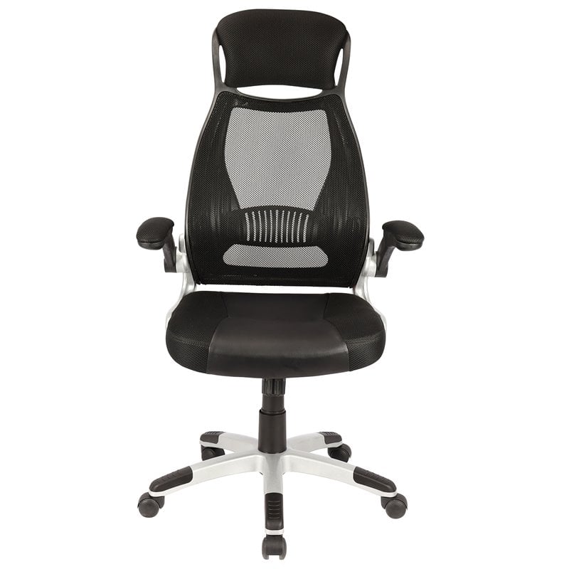 Pemberly Row Modern Fabric and Metal Office Chair Gray and Black