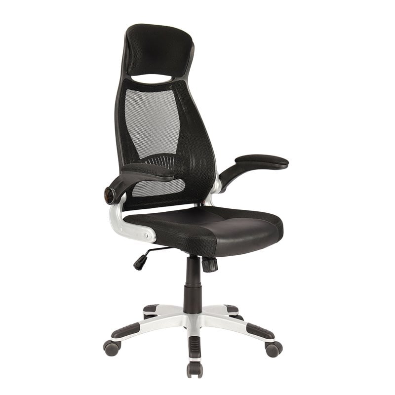 Pemberly Row Modern Fabric and Metal Office Chair Gray and Black