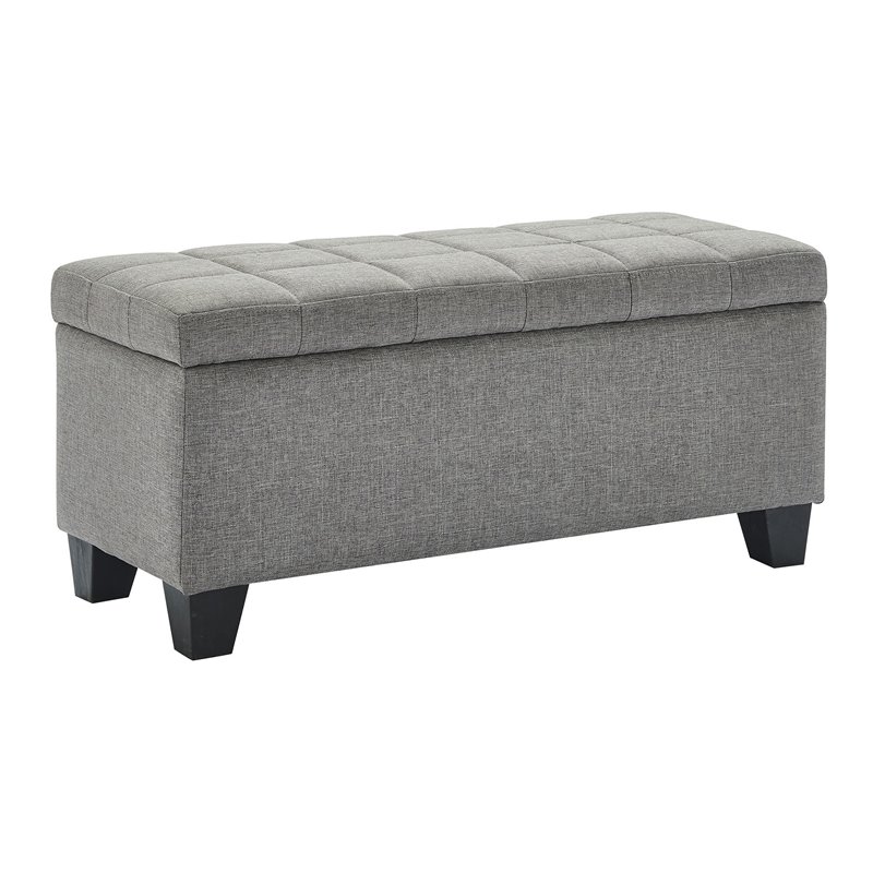 Pemberly Row Modern Fabric Rectangular Storage Ottoman Bench Gray