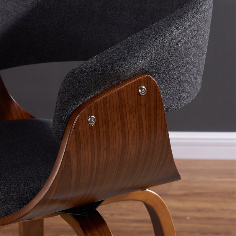 Pemberly Row Fabric and Bent Wood AccentDining Chair Charcoal and Walnut