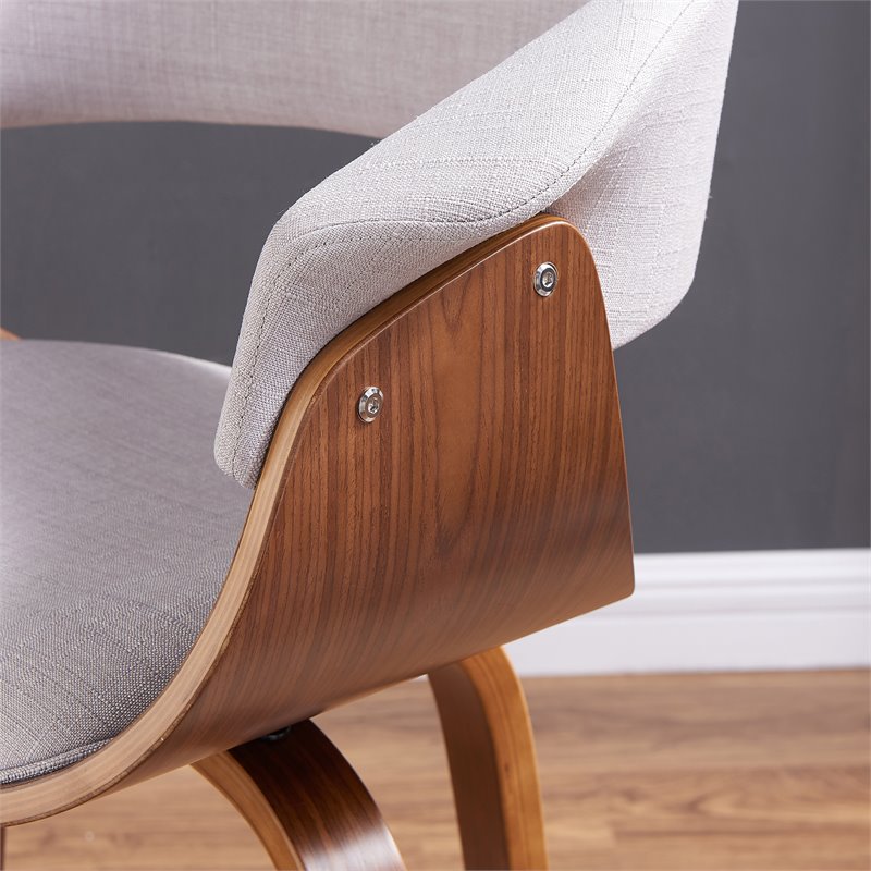Pemberly Row Mid-Century Fabric and Bent Wood AccentDining Chair Gray and Walnut