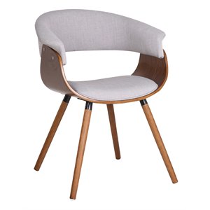 Pemberly Row Mid-Century Fabric and Bent Wood AccentDining Chair Gray and Walnut