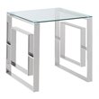 Pemberley Row Stainless Steel and Glass Silver Accent Table Square Contemporary 21.75